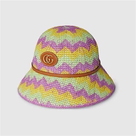 cloche gucci|Gucci Chevron straw effect cloche.